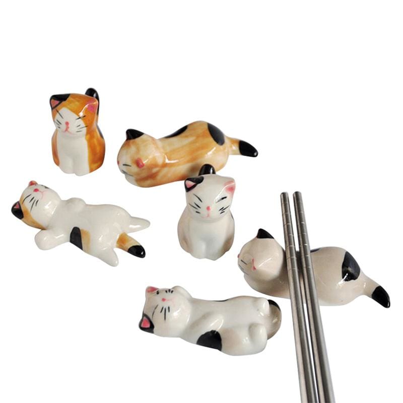 6 Chopstick Holders Cats ( 2 colors)