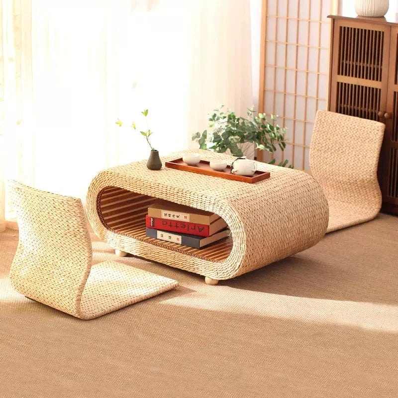 Japanese Rattan Tea Table