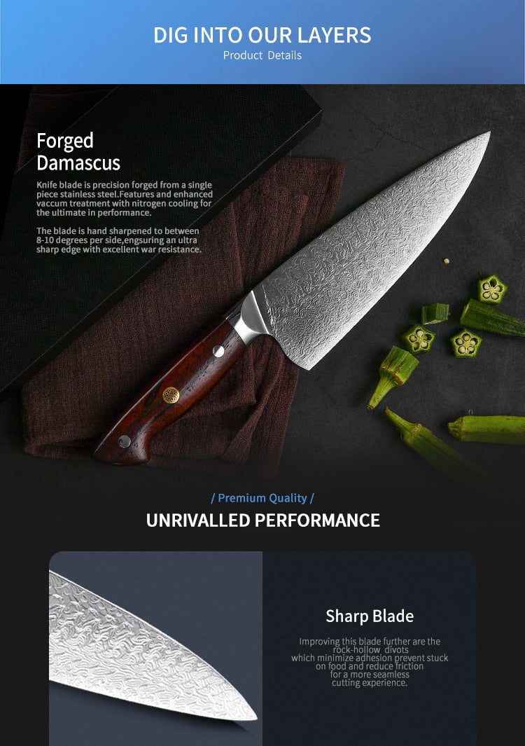 Damascus Kitchen Knife Izumo