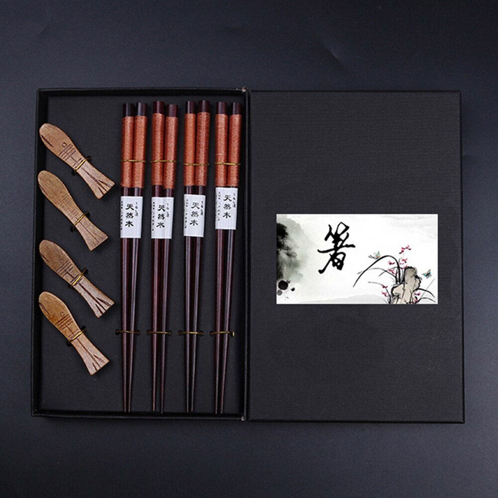 4 pairs of Chopsticks and Chopsticks Holders Set Honancho