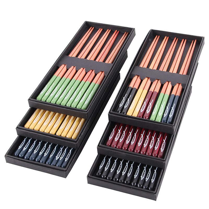 5 or 10 Pairs of Chopsticks Set Aliena (6 Colors)