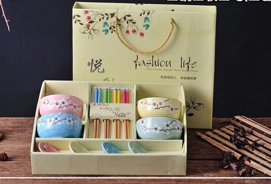 4 Bowls, 4 pairs of Chopsticks and 4 Spoons Set Mita (5 Colors)
