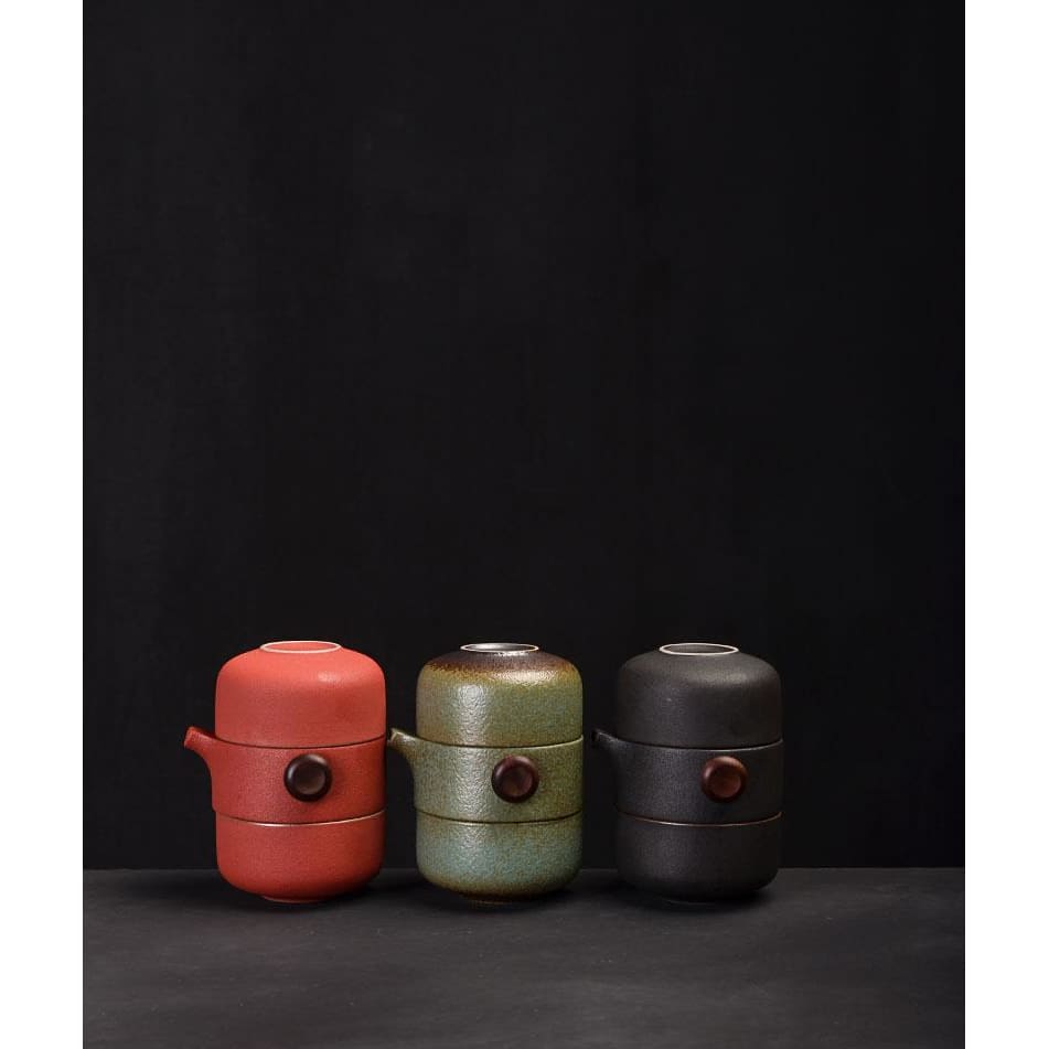 Teapot with 2 Teacups Travel Set Hitomi ( 3 colors)