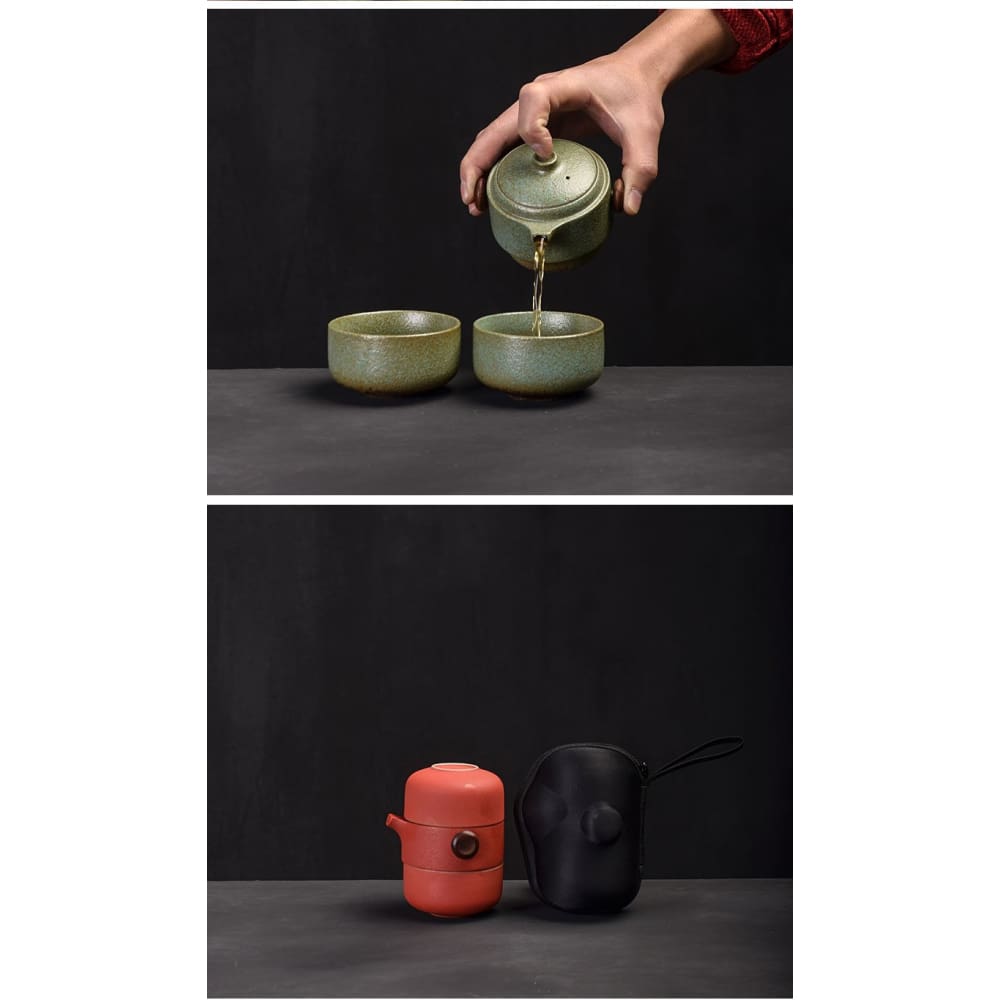 Teapot with 2 Teacups Travel Set Hitomi ( 3 colors)