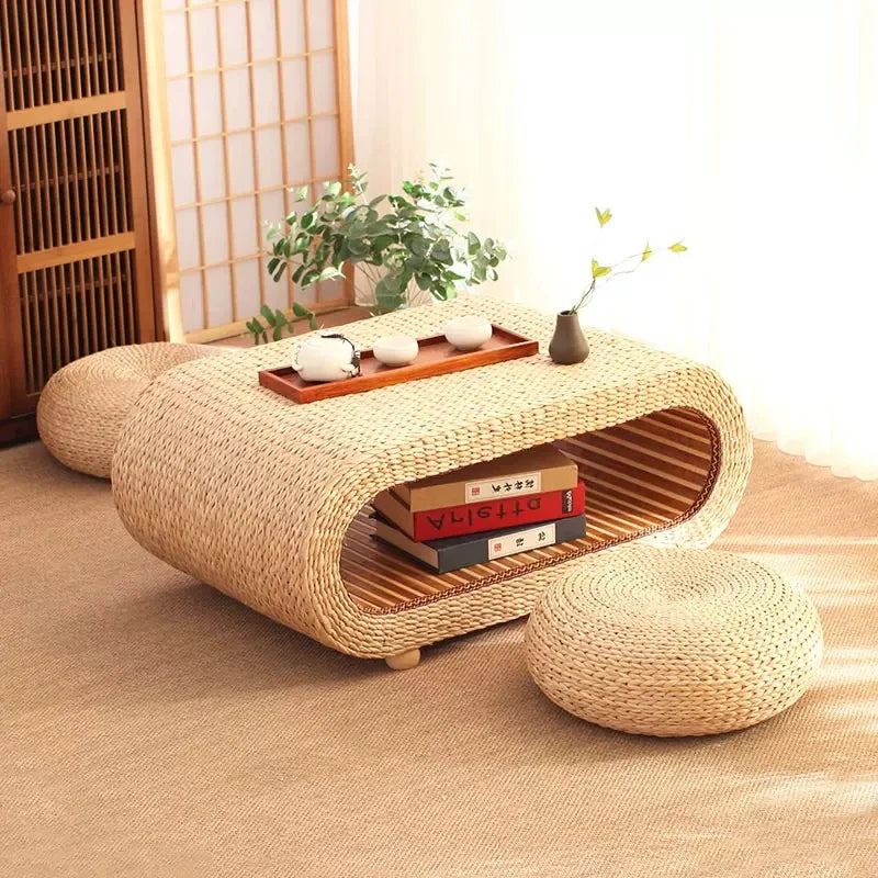 Japanese Rattan Tea Table