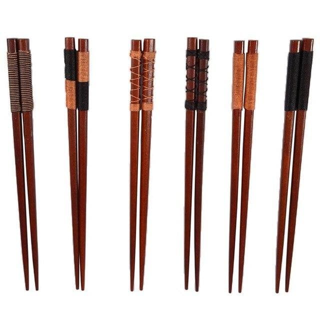 6 pairs of Chestnut Wood Chopsticks Mito
