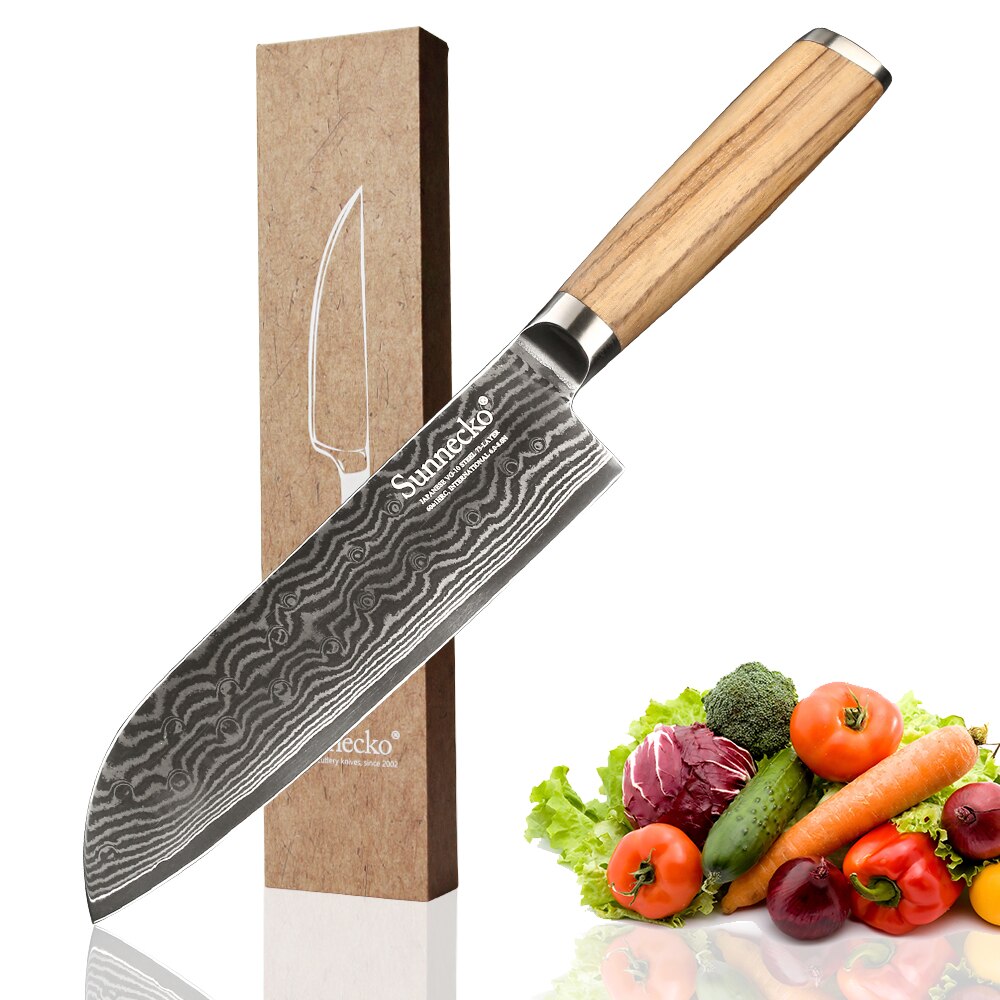 Damascus Santoku Knife Nanae